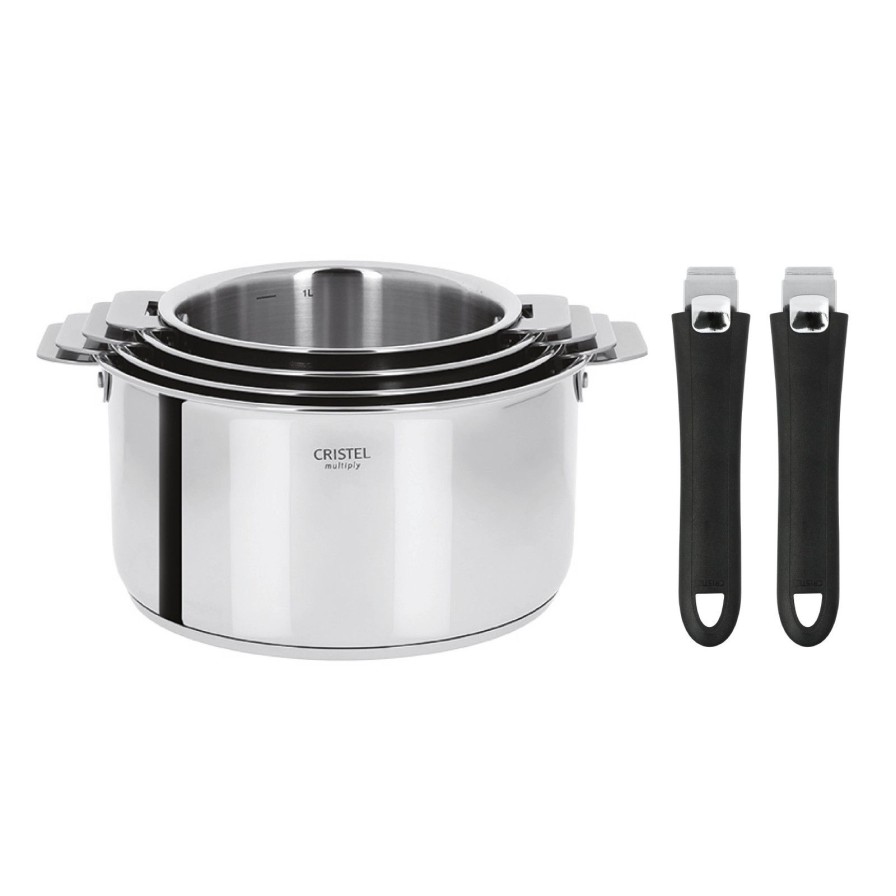 Clearance CRISTEL Serie De 4 Casseroles Casteline + 2 Poignees Mutine