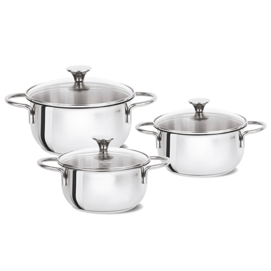 Clearance CRISTEL Serie De 3 Faitouts Inox Master